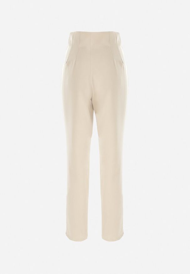 Born2be - Jasnobeżowe Spodnie Cygaretki High Waist Caphe. Okazja: na co dzień. Stan: podwyższony. Kolor: beżowy. Styl: casual, elegancki