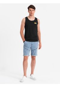Ombre Clothing - Męski bawełniany tank top z nadrukiem Summer Vibe – czarny V1. Okazja: na plażę, na co dzień. Kolor: czarny. Materiał: bawełna. Długość rękawa: bez rękawów. Wzór: nadruk. Sezon: lato. Styl: wakacyjny, sportowy, casual, elegancki #4