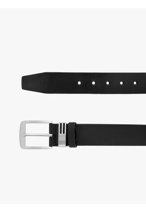 Ryłko - Czarny pasek ze skóry licowej. Kolor: czarny. Materiał: skóra. Styl: klasyczny, casual, street, elegancki