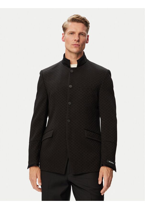 Karl Lagerfeld - KARL LAGERFELD Marynarka Glory 155220 563115 Czarny Regular Fit. Typ kołnierza: dekolt w karo. Kolor: czarny. Materiał: syntetyk