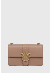 Pinko torebka skórzana kolor beżowy. Kolor: beżowy. Materiał: skórzane #1
