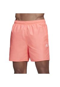 Adidas - Spodenki adidas Solid Swim HA0380 - różowe. Kolor: różowy. Materiał: materiał, poliester. Sezon: lato. Sport: pływanie