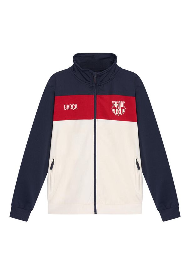 Dres piłkarski dziecięcy FC Barcelona 22/23. Kolor: biały. Materiał: dresówka