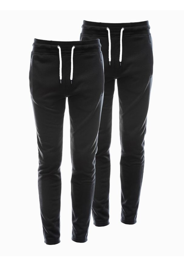 Ombre Clothing - Zestaw spodni męskich dresowych BASIC - 2 pak czarne V5 - Rozmiar: S. Kolor: czarny. Materiał: dresówka. Wzór: aplikacja, jednolity. Styl: klasyczny