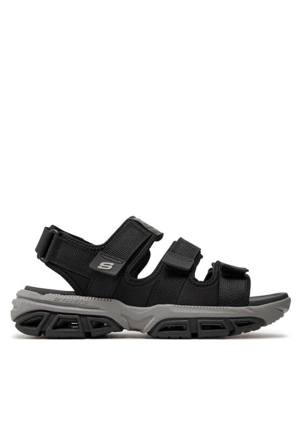 skechers - Skechers Sandały Atlan-Bodie 210444/BLK Czarny. Kolor: czarny. Materiał: materiał