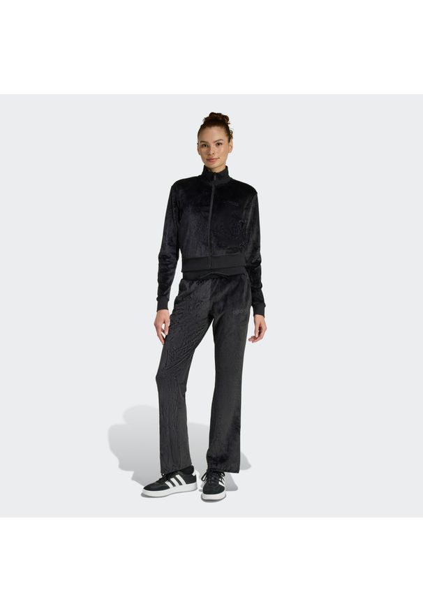 Adidas - Dres Glam Velvet. Kolor: czarny. Materiał: dresówka. Sport: fitness