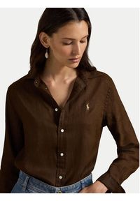 Polo Ralph Lauren Koszula 211970730508 Brązowy Regular Fit. Typ kołnierza: polo. Kolor: brązowy. Materiał: len #2