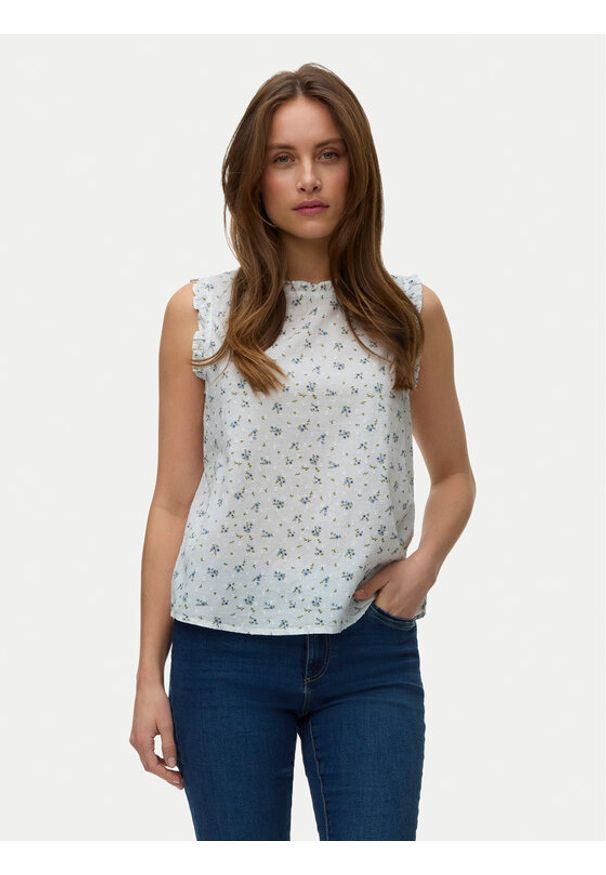 Vero Moda Top Trine 10342734 Biały Regular Fit. Kolor: biały. Materiał: bawełna