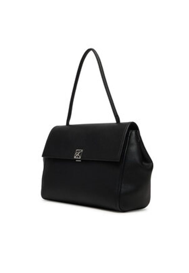 Calvin Klein Torebka Emblem Hw Pebble Satchel LV04F3494G Czarny. Kolor: czarny. Materiał: skórzane