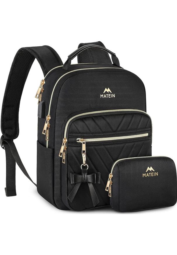 Matein Matein Plecak damski młodzieżowy 20L czarny wodoodporny. Kolor: czarny. Styl: młodzieżowy