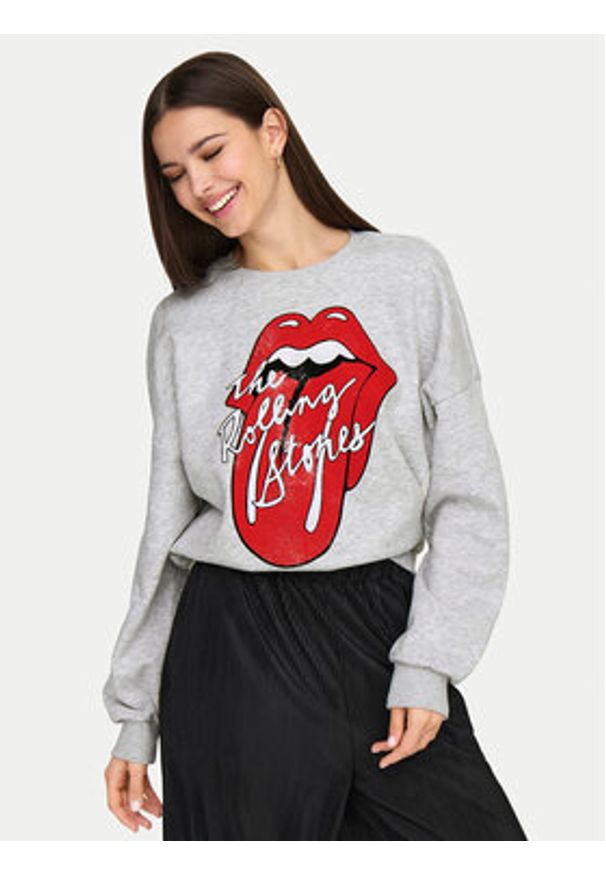 only - ONLY Bluza Rolling Stones 15345927 Szary Regular Fit. Kolor: szary. Materiał: bawełna