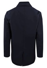 Krótki, Męski Płaszcz Przejściowy z Wysokim Kołnierzem - Brave Soul - Granatowy. Kolor: niebieski. Materiał: poliester. Długość: krótkie. Sezon: wiosna, jesień #2