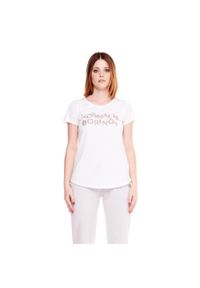 LEONE 1947 APPAREL - Damska koszulka w kolorze złotym i srebrnym. Kolor: biały. Materiał: tkanina. Sport: fitness