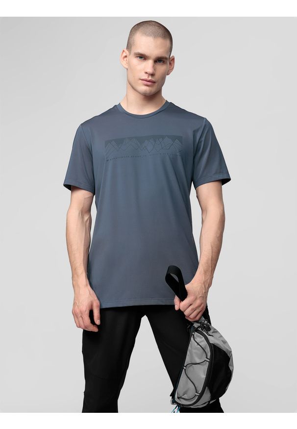 4f - T-shirt trekkingowy męski. Kolor: szary. Materiał: dzianina
