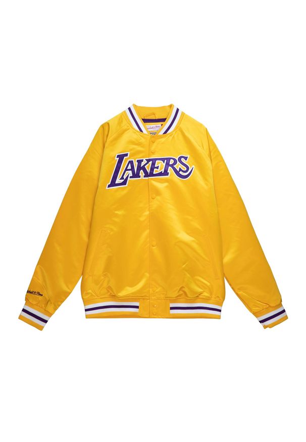 Mitchell & Ness - Satynowa bluza dresowa Los Angeles Lakers. Kolor: żółty. Materiał: dresówka, satyna. Sport: koszykówka