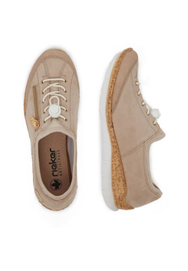 Rieker Sneakersy N42F1-60 Beżowy. Kolor: beżowy. Materiał: zamsz, skóra