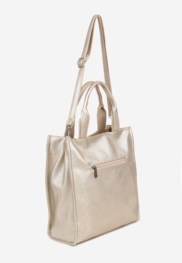 Renee - Złota Duża Torebka Shopper Tote z Regulowanym Paskiem Sorielleza. Kolor: złoty. Sezon: lato. Rozmiar: duże. Styl: casual. Rodzaj torebki: na ramię