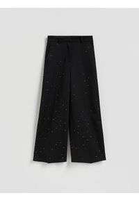 Reserved - Spodnie ze strasem - czarny. Kolor: czarny. Materiał: tkanina, wiskoza #1