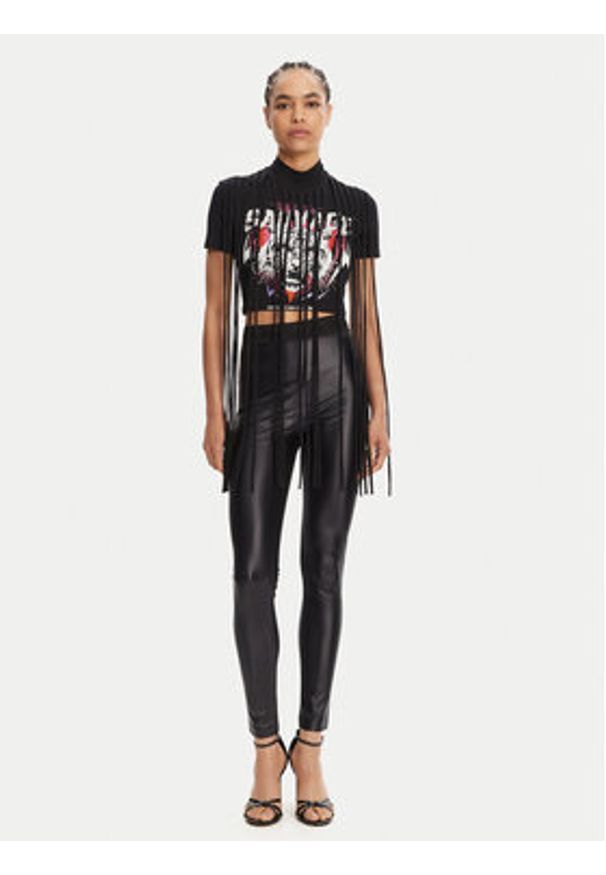 Versace Jeans Couture T-Shirt 78HAHE01 Czarny Slim Fit. Kolor: czarny. Materiał: bawełna