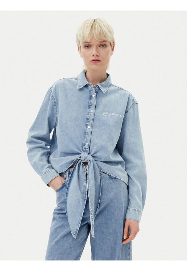 Karl Lagerfeld Jeans Koszula jeansowa A2W11021 Niebieski Regular Fit. Kolor: niebieski. Materiał: bawełna