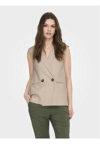 only - ONLY Kamizelka Caro 15278794 Beżowy Loose Fit. Kolor: beżowy. Materiał: len, wiskoza