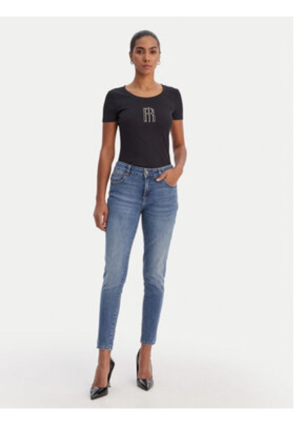 Fracomina T-Shirt FP26ST3001J42701 Czarny Slim Fit. Kolor: czarny. Materiał: syntetyk