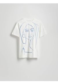 Reserved - Bawełniany T-shirt z haftem - biały. Kolor: biały. Materiał: bawełna. Wzór: haft #1