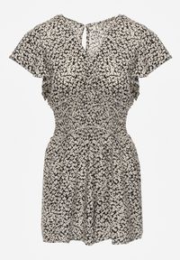 Renee - Czarny Kombinezon Iomica. Kolor: czarny. Materiał: wiskoza, tkanina. Długość rękawa: krótki rękaw. Długość: krótkie. Wzór: nadruk. Styl: klasyczny #6