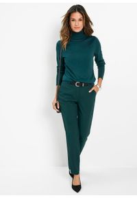 Spodnie ze stretchem bonprix głęboki zielony. Kolor: zielony. Materiał: poliester, materiał, wiskoza, elastan #6