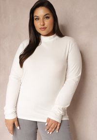 Renee - Biały Golf Joise. Typ kołnierza: golf. Kolekcja: plus size. Kolor: biały. Materiał: dzianina. Długość rękawa: długi rękaw. Długość: długie. Wzór: jednolity