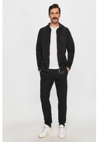 Trussardi Jeans - Spodnie. Kolor: czarny. Materiał: bawełna, dzianina, elastan. Wzór: aplikacja #2