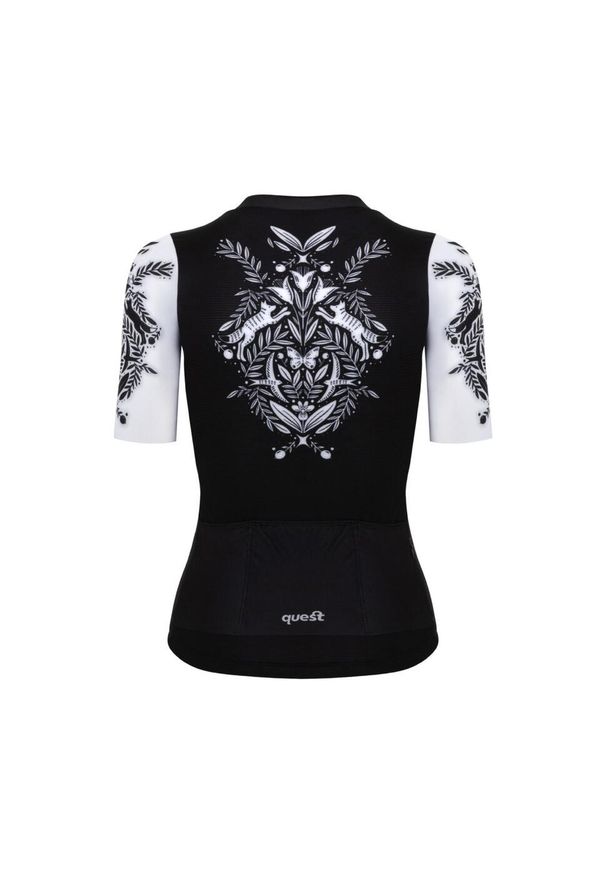Koszulka rowerowa damska Quest Tattoo. Typ kołnierza: kołnierzyk stójkowy. Sport: kolarstwo