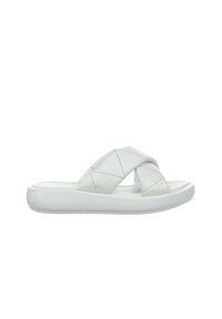 Klapki Bayla-161 161 79 11 White 161499, Biały, Skóra naturalna - 40. Okazja: na co dzień. Kolor: biały. Materiał: skóra. Wzór: paski. Sezon: lato. Obcas: na obcasie. Styl: casual. Wysokość obcasa: średni #1