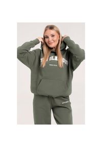 GYM GLAMOUR - Bluza fitness damska Gym Glamour college. Kolor: zielony. Sport: fitness
