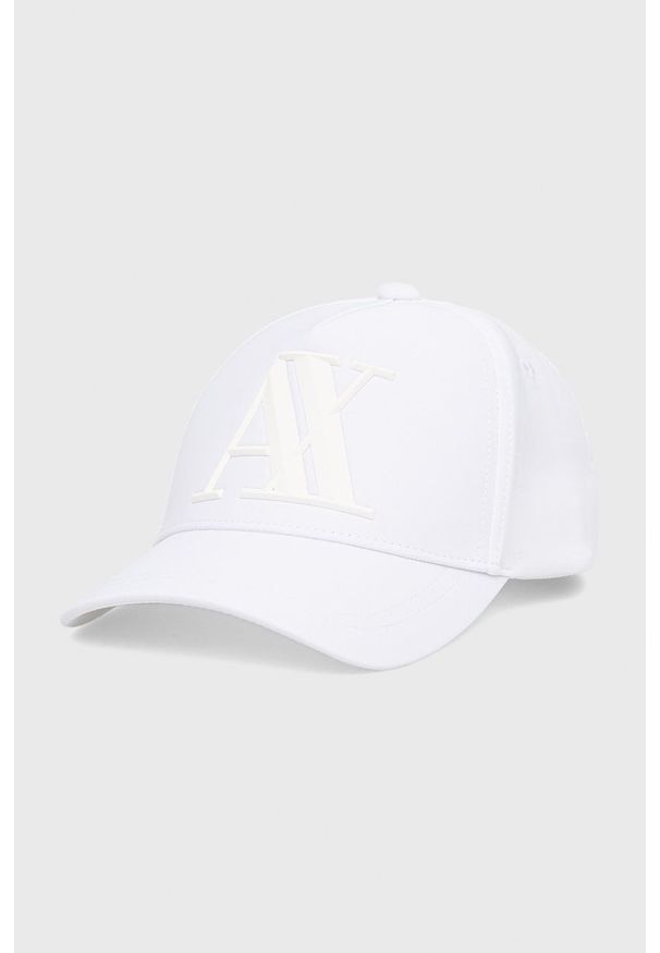Armani Exchange czapka kolor biały z aplikacją. Kolor: biały. Wzór: aplikacja