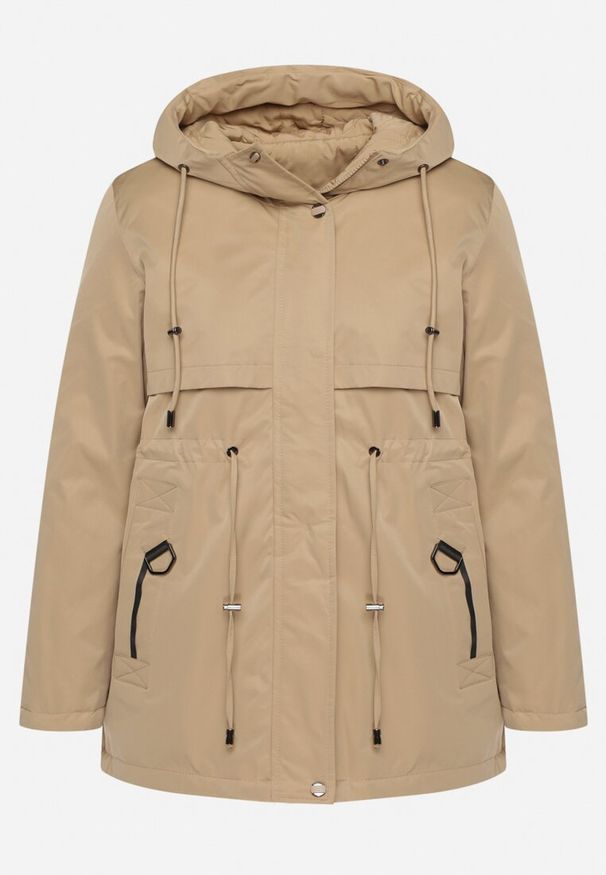 Born2be - Ciemnobeżowa Kurtka Parka Dwustronna Korilea. Okazja: na co dzień. Kolor: beżowy. Wzór: gładki. Styl: casual, elegancki, klasyczny
