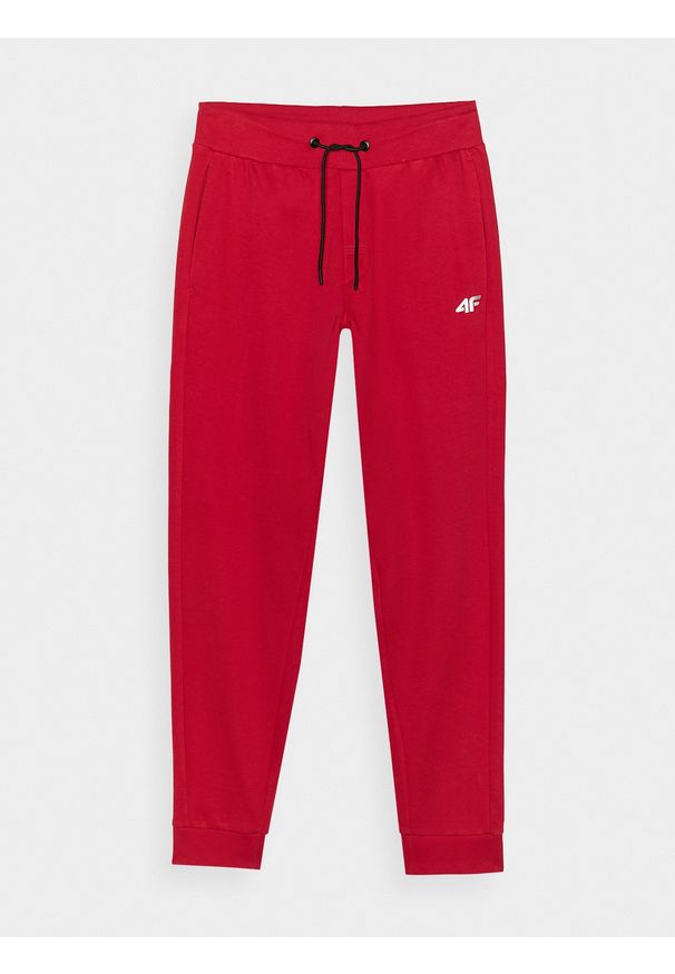 4f - Spodnie dresowe joggery męskie - czerwone. Kolor: czerwony. Materiał: dresówka. Wzór: ze splotem, gładki
