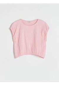 Reserved - Bawełniana bluzka - różowy. Kolor: różowy. Materiał: bawełna