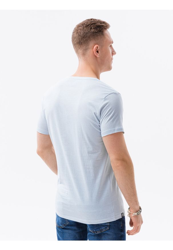 Ombre Clothing - T-shirt męski bawełniany basic S1369 - jasnoszary - XXL. Kolor: szary. Materiał: bawełna. Styl: klasyczny
