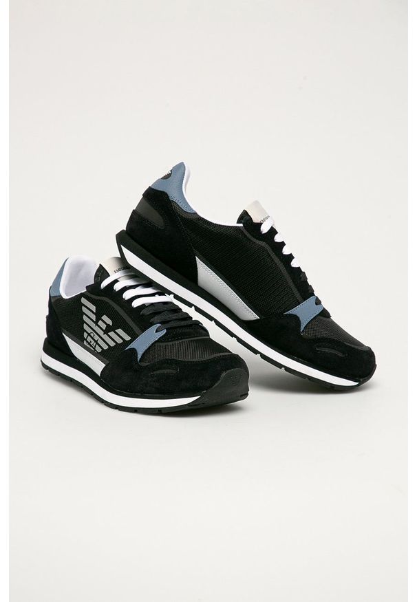 Emporio Armani - Buty. Nosek buta: okrągły. Zapięcie: sznurówki. Kolor: niebieski. Materiał: guma. Obcas: na obcasie. Wysokość obcasa: niski
