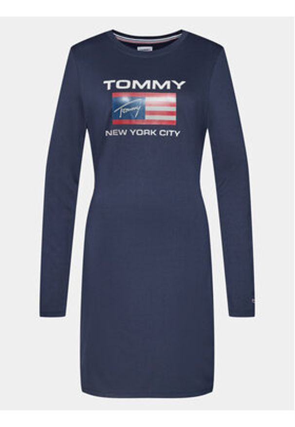 Tommy Jeans Sukienka codzienna DW0DW15889 Granatowy Slim Fit. Okazja: na co dzień. Kolor: niebieski. Materiał: syntetyk. Typ sukienki: proste. Styl: casual