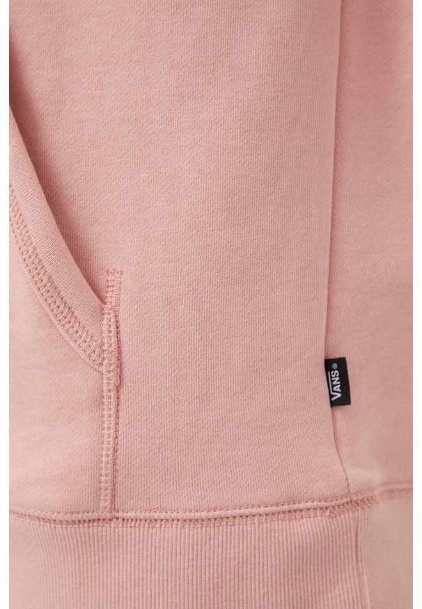 Vans bluza męska kolor różowy z kapturem gładka. Okazja: na co dzień. Typ kołnierza: kaptur. Kolor: różowy. Materiał: dzianina, materiał. Długość rękawa: raglanowy rękaw. Wzór: gładki. Styl: casual