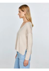 Big-Star - Sweter damski z wiskozy beżowy Faustii 801. Okazja: na co dzień. Typ kołnierza: dekolt w serek. Kolor: beżowy. Materiał: wiskoza. Styl: klasyczny, casual #7