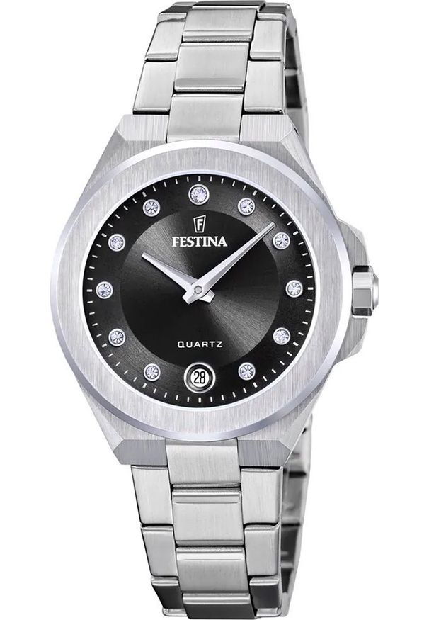 Zegarek damski Festina F20700-6 CYRKONIE srebrny. Kolor: srebrny