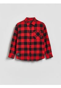 Reserved - Bawełniana koszula w kratę - czerwony. Kolor: czerwony. Materiał: bawełna
