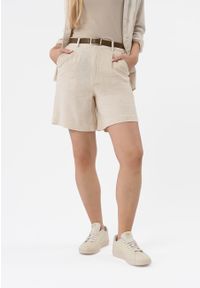 Volcano - Szorty z lnem P-ELYS. Stan: podwyższony. Kolor: beżowy. Materiał: len. Długość: krótkie #1