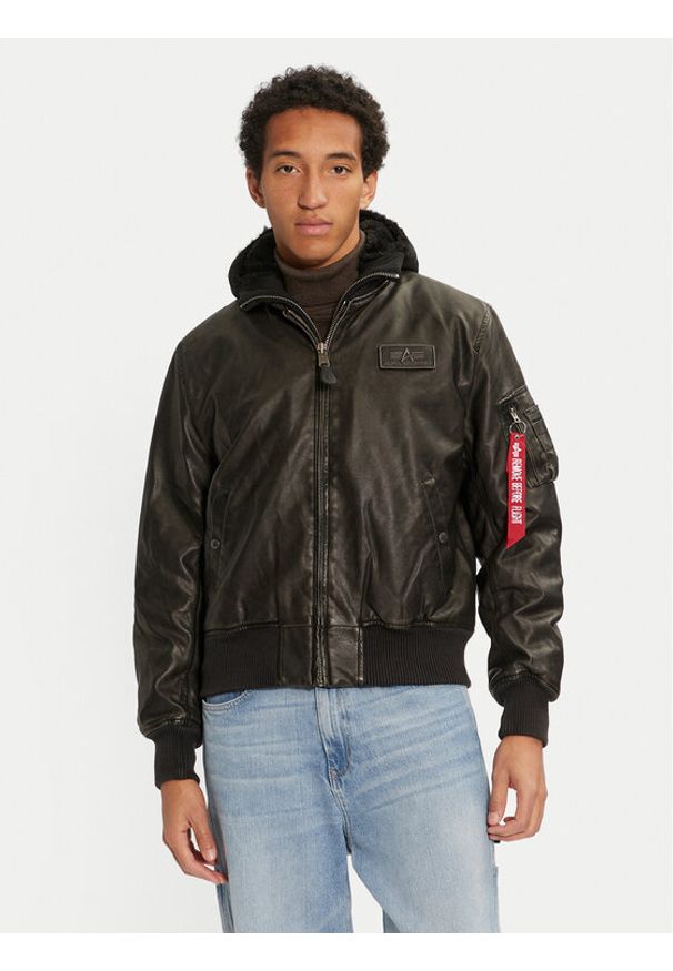 Alpha Industries Kurtka z imitacji skóry 123106 Czarny Regular Fit. Kolor: czarny. Materiał: syntetyk