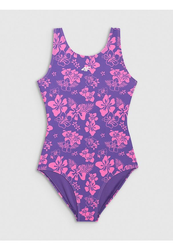 4f - 4F Kostium kąpielowy jednoczęściowy dziewczęcy - fioletowy 158/164 (12-14 lat). Kolor: fioletowy