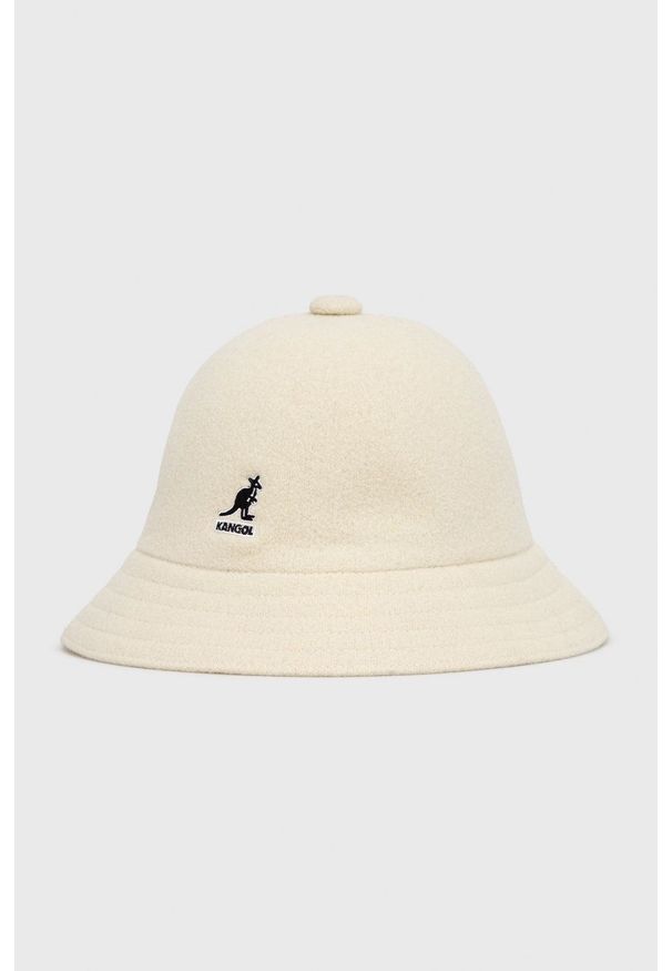 Kangol kapelusz wełniany kolor beżowy. Kolor: beżowy. Materiał: wełna