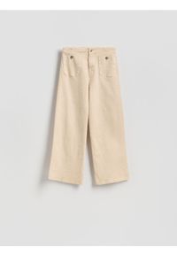 Reserved - Jeansy culotte - kremowy. Kolor: kremowy